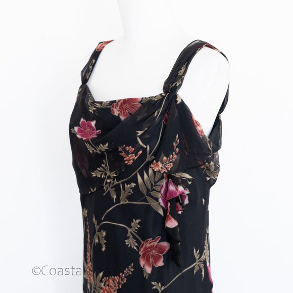 Vintage David Warren 12/14 Floral 100% Silk Flutter Y2K Dark Romantic Whimsigoth - Picture 4 of 12